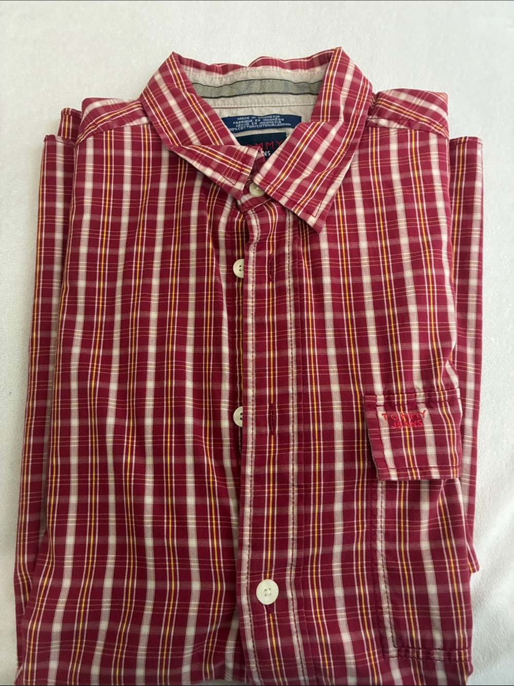 Tommy Hilfiger Red Plaid Button-Down Shirt